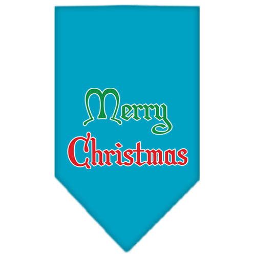 Merry Christmas Screen Print Bandana Turquoise Small GreatEagleInc