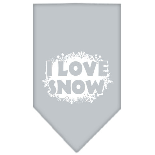 I Love Snow Screen Print Bandana Grey Small GreatEagleInc