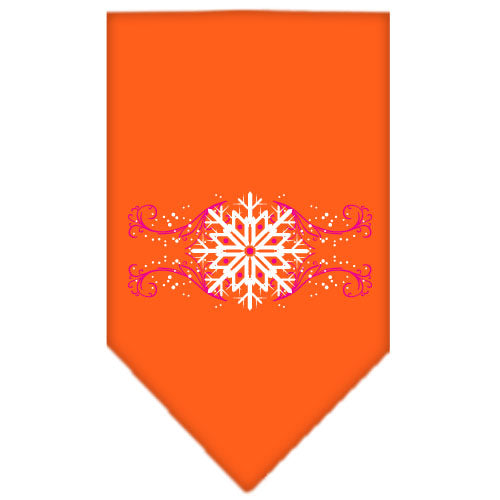 Pink Snowflake Swirls Screen Print Bandana Orange Small GreatEagleInc
