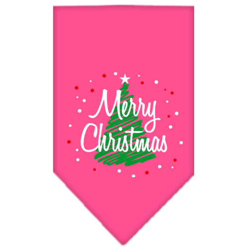 Scribble Merry Christmas Screen Print Bandana Bright Pink Large GreatEagleInc