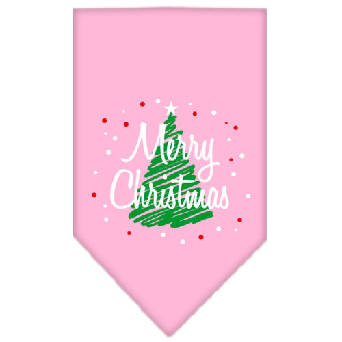 Scribble Merry Christmas Screen Print Bandana Light Pink Large GreatEagleInc