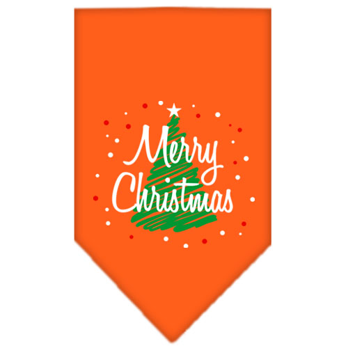 Scribble Merry Christmas Screen Print Bandana Orange Large GreatEagleInc