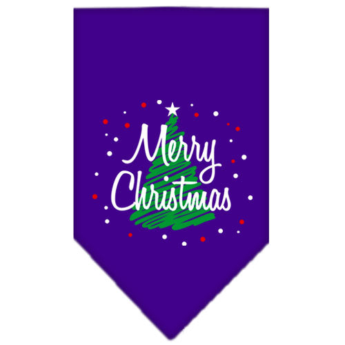Scribble Merry Christmas Screen Print Bandana Purple Large GreatEagleInc