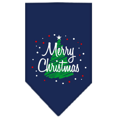 Scribble Merry Christmas Screen Print Bandana Navy Blue Small GreatEagleInc