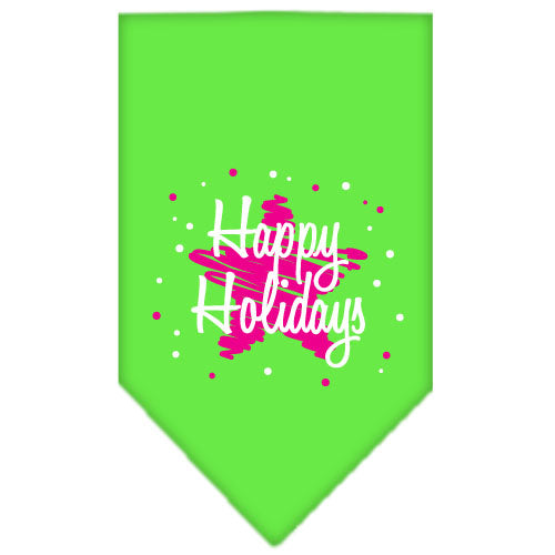 Scribble Happy Holidays Screen Print Bandana Lime Green Large GreatEagleInc
