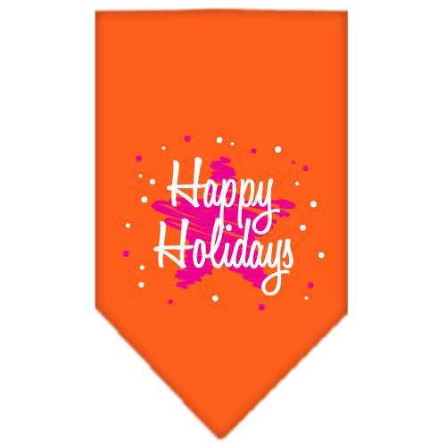 Scribble Happy Holidays Screen Print Bandana Orange Large GreatEagleInc