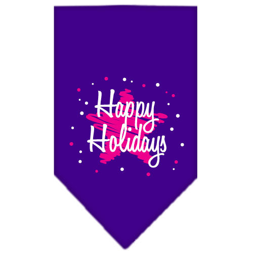 Scribble Happy Holidays Screen Print Bandana Purple Large GreatEagleInc