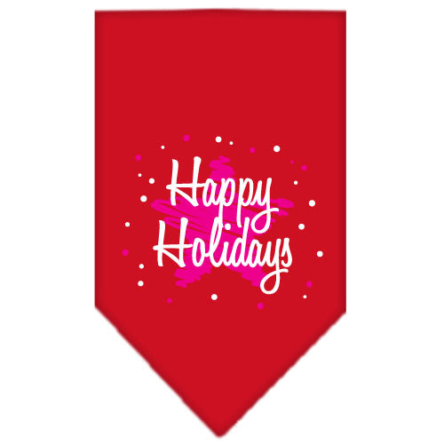 Scribble Happy Holidays Screen Print Bandana Red Large GreatEagleInc