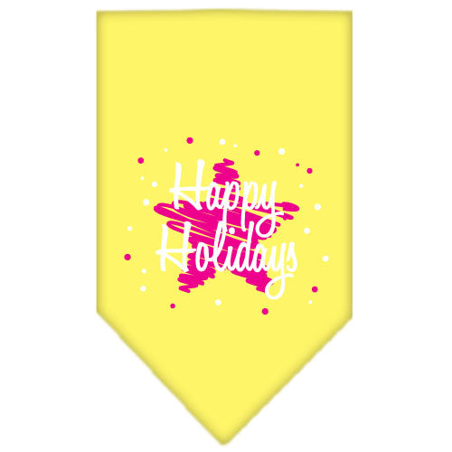 Scribble Happy Holidays Screen Print Bandana Yellow Large GreatEagleInc