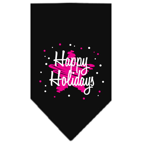 Scribble Happy Holidays Screen Print Bandana Black Small GreatEagleInc