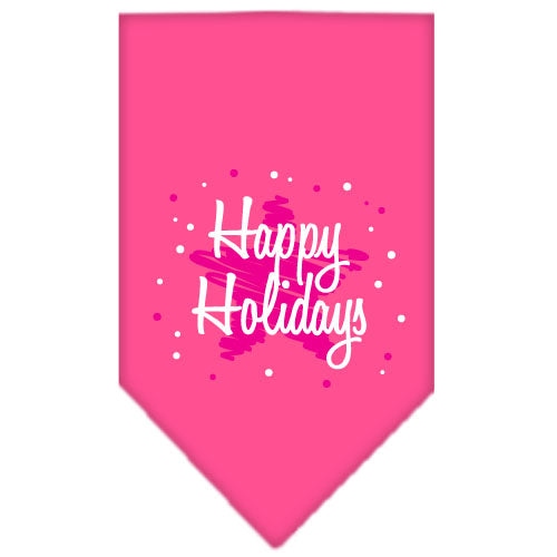 Scribble Happy Holidays Screen Print Bandana Bright Pink Small GreatEagleInc