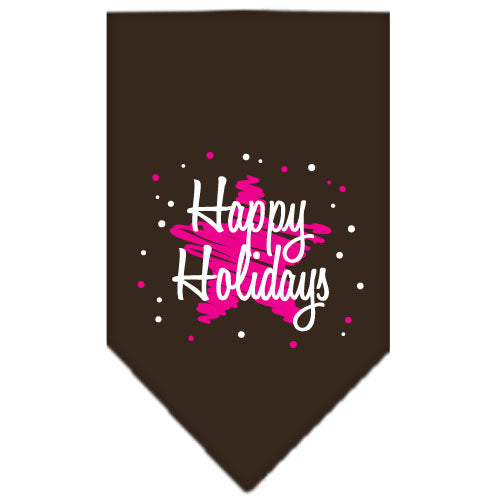 Scribble Happy Holidays Screen Print Bandana Cocoa Small GreatEagleInc