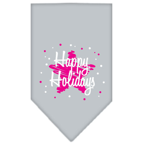 Scribble Happy Holidays Screen Print Bandana Grey Small GreatEagleInc