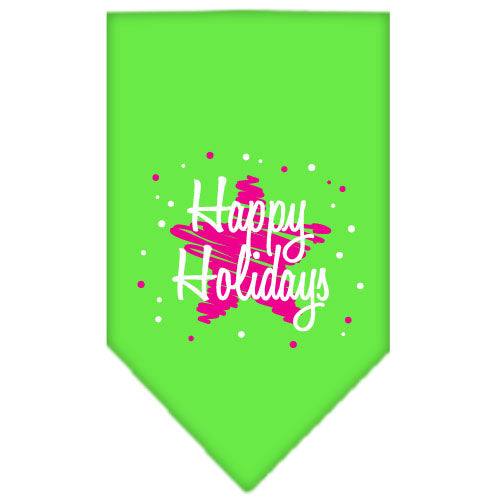 Scribble Happy Holidays Screen Print Bandana Lime Green Small GreatEagleInc