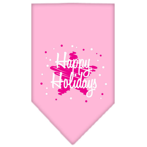 Scribble Happy Holidays Screen Print Bandana Light Pink Small GreatEagleInc