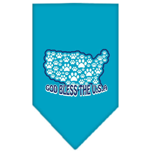 God Bless Usa Screen Print Bandana Turquoise Large GreatEagleInc