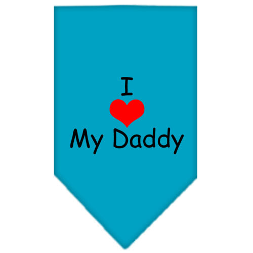 I Heart My Daddy Screen Print Bandana Turquoise Large GreatEagleInc