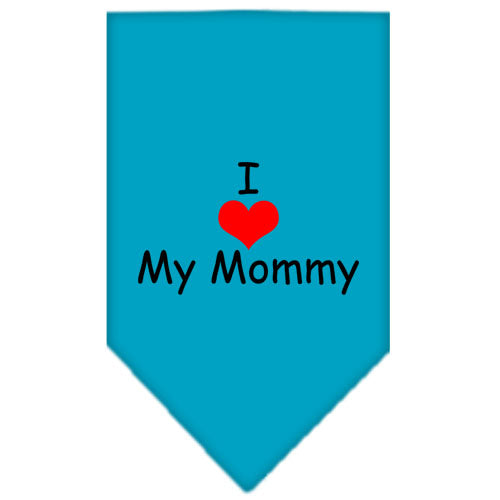 I Heart My Mommy Screen Print Bandana Turquoise Small GreatEagleInc