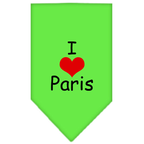 I Heart Paris Screen Print Bandana Lime Green Large GreatEagleInc