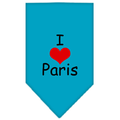 I Heart Paris Screen Print Bandana Turquoise Large GreatEagleInc