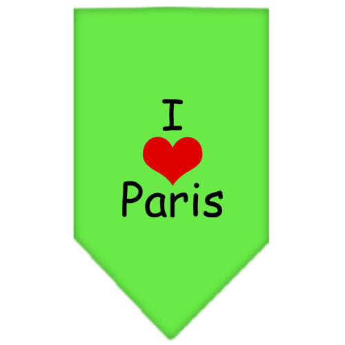I Heart Paris Screen Print Bandana Lime Green Small Default Title