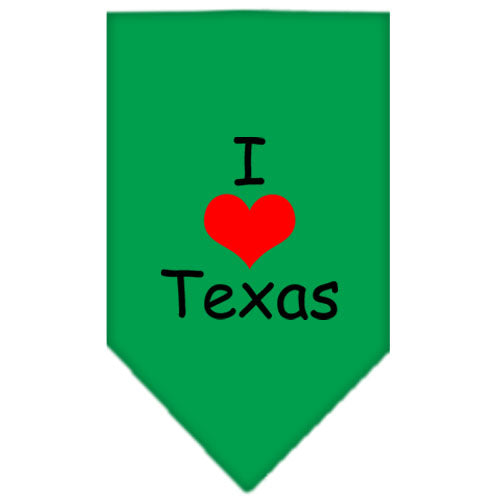 I Heart Texas Screen Print Bandana Emerald Green Large GreatEagleInc