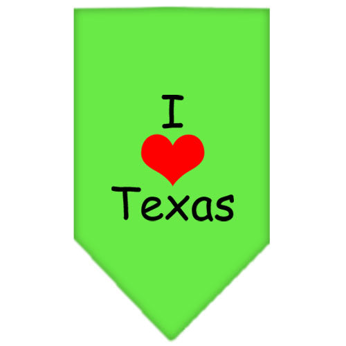 I Heart Texas Screen Print Bandana Lime Green Large GreatEagleInc