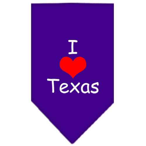 I Heart Texas Screen Print Bandana Purple Large GreatEagleInc