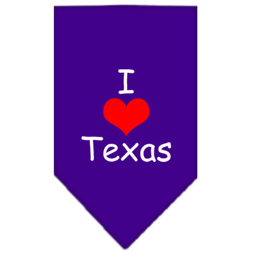 I Heart Texas Screen Print Bandana Purple Small GreatEagleInc