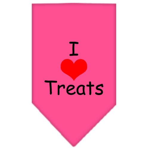 I Heart Treats Screen Print Bandana Bright Pink Large GreatEagleInc