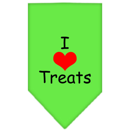 I Heart Treats Screen Print Bandana Lime Green Large GreatEagleInc