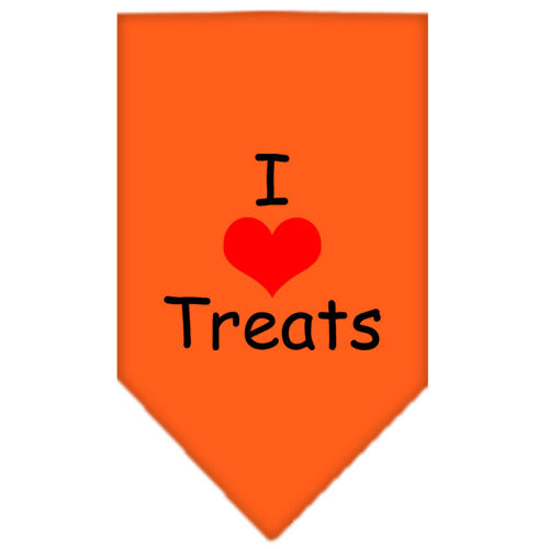 I Heart Treats Screen Print Bandana Orange Large GreatEagleInc