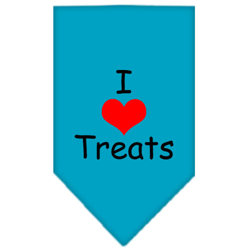 I Heart Treats Screen Print Bandana Turquoise Large GreatEagleInc