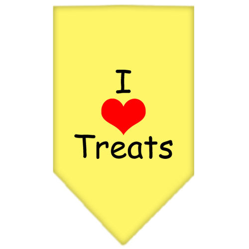 I Heart Treats Screen Print Bandana Yellow Large GreatEagleInc