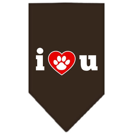 I Love U Screen Print Bandana Cocoa Large GreatEagleInc