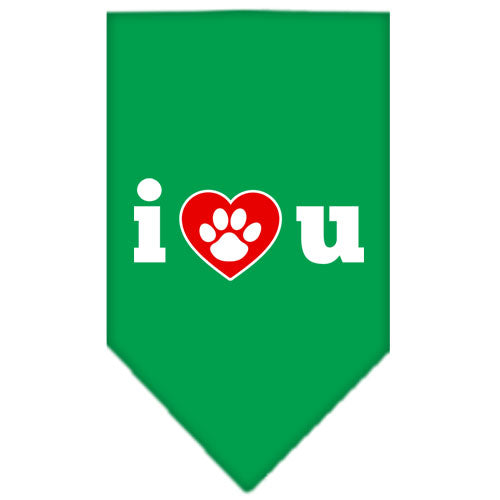 I Love U Screen Print Bandana Emerald Green Large GreatEagleInc