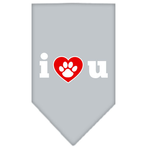 I Love U Screen Print Bandana Grey Large GreatEagleInc