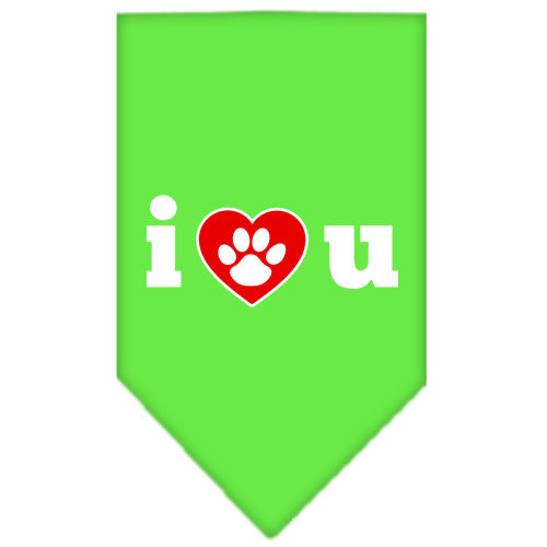 I Love U Screen Print Bandana Lime Green Large GreatEagleInc