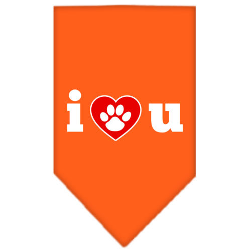 I Love U Screen Print Bandana Orange Large GreatEagleInc