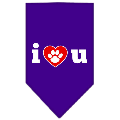 I Love U Screen Print Bandana Purple Large GreatEagleInc