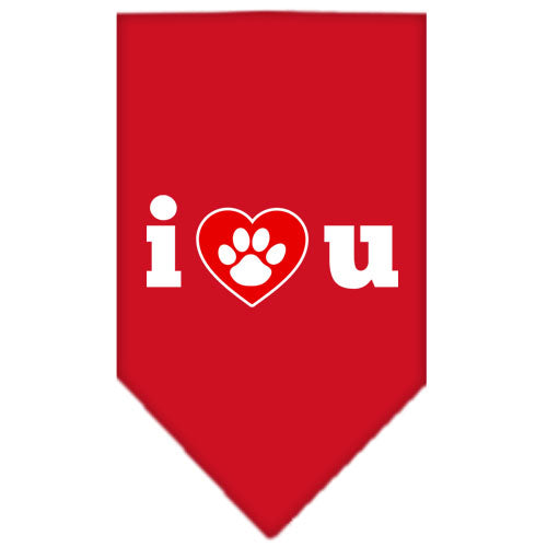 I Love U Screen Print Bandana Red Large GreatEagleInc