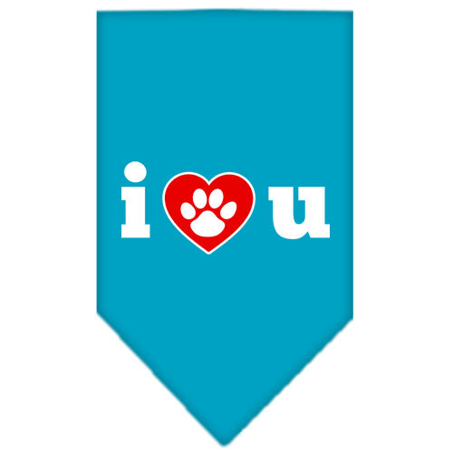 I Love U Screen Print Bandana Turquoise Large GreatEagleInc