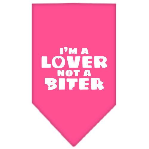 I'm A Lover Not A Biter Screen Print Bandana Bright Pink Large GreatEagleInc
