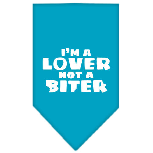I'm A Lover Not A Biter Screen Print Bandana Turquoise Large GreatEagleInc
