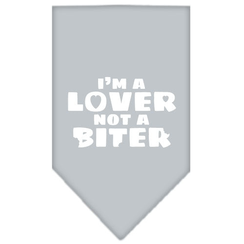 I'm A Lover Not A Biter Screen Print Bandana Grey Small GreatEagleInc