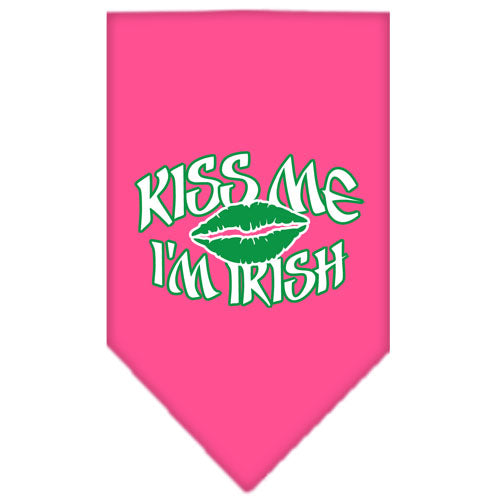 Kiss Me I'm Irish Screen Print Bandana Bright Pink Large GreatEagleInc
