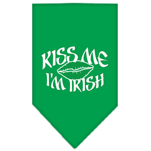 Kiss Me I'm Irish Screen Print Bandana Emerald Green Large GreatEagleInc
