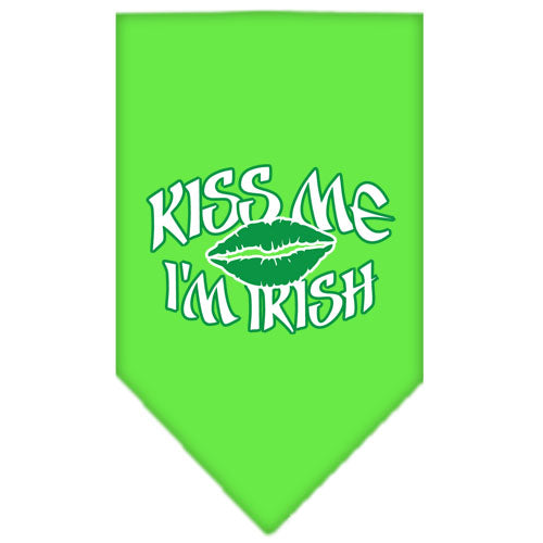 Kiss Me I'm Irish Screen Print Bandana Lime Green Large GreatEagleInc