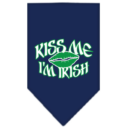 Kiss Me I'm Irish Screen Print Bandana Navy Blue Large GreatEagleInc