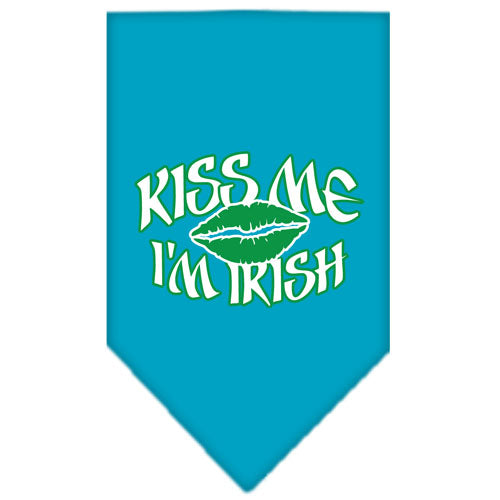 Kiss Me I'm Irish Screen Print Bandana Turquoise Large GreatEagleInc